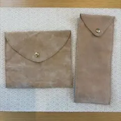 BVLGARI ブルガリ　2袋セットアクセサリーケース　ポーチスエードベージュのサムネイル