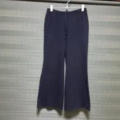 ユニクロUNIQLOレディース ストレート フレア ロングパンツ ブラックL