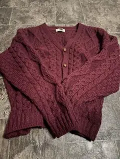 L.L.Bean 90sウールケーブルニットカーディガン