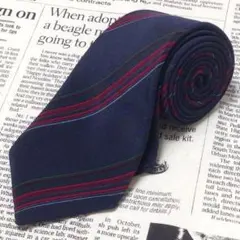 ランバン LANVIN   微光沢 ネクタイ 斜めストライプ レジメンタル