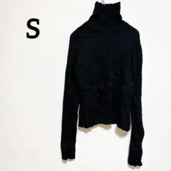 美品✨【S】リブ タートルネック 長袖トップス 黒 ブラック 冬服 着回し