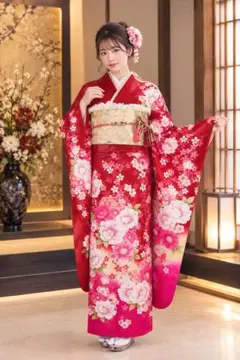 振袖フルセット 成人式 振袖セット 赤 豪華 正絹
