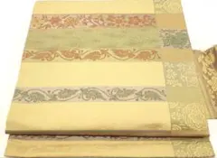 九寸名古屋帯　更紗花横段文　正絹