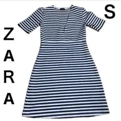 匿名配送)レディースワンピースＳサイズZAＲ A青白ストライプ