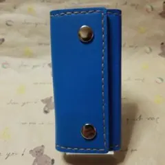 あ*い様 牛革　ブルー系　超シンプル４連キーケース　ハンドメイドキーケース