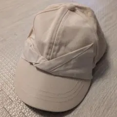 ベージュ リボン付きキャップ　52cm