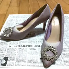 くすみパープル紫グレービジューパンプスウェディングブライダルシューズ結婚式前撮りのサムネイル