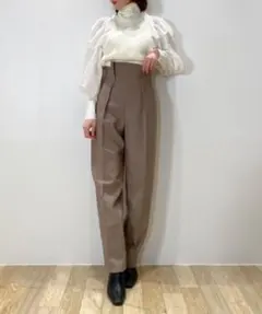 SNIDEL デザインハイウエストパンツ モカ 0