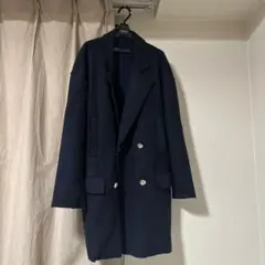 ZARA ネイビー ダブルブレスト チェスターコート S