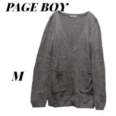 【ページボーイ】 Ｖネックカーディガン モヘア ブラウン/モスグリーン M