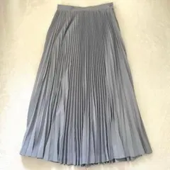 ロングスカート プリーツスカート オフィス シンプル くすみブルー M相当