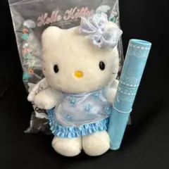 ハローキティNTT電報 　天使の羽ブルーのリボン　ぬいぐるみ
