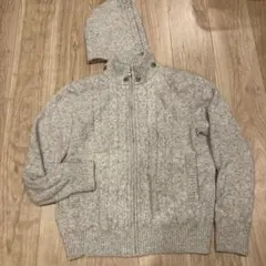 ARAMIS フード付きグレーニットブルゾン　L アルパカ　日本製