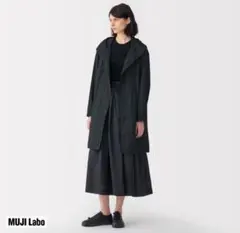 MUJILabo 軽量撥水ナイロンフード付きコート 婦人Ｓ・黒