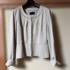 22 OCTOBRE ノーカラージャケット 44 ベージュ