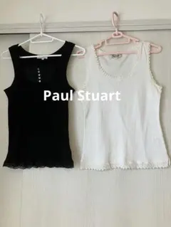 Paul Stuart タンクトップ ブラック　ホワイト　2枚 リブ レースのサムネイル