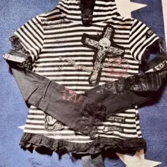00s 希少 うさ耳 燕尾ボーダー ロゴプリントパーカー putumayo風 