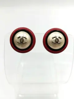 ​【希少 96P刻印】CHANEL ココマーク レッドサークル イヤリングT88のサムネイル