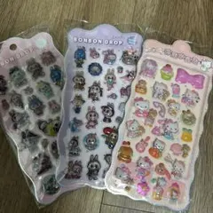 新品！ボンボンドロップぷくぷくシール３枚セット　　ラブブ