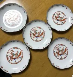 たち吉　橘吉　赤絵花鳥　お皿5枚のサムネイル