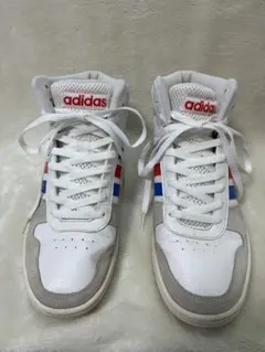 adidas ハイカットスニーカー ホワイト/グレー/レッド/ブルー　27cm