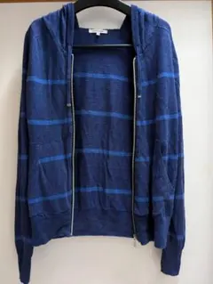 パーカー　160　男の子　ジップアップ　パーカー　メンズ　M　青紺　麻　おしゃれ