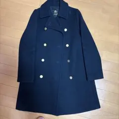 ネイビーブルー ダブルブレスト ピーコート