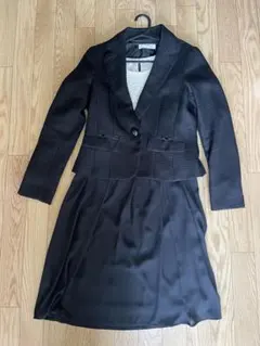 ブラックスーツ ワンピーススーツ チェック柄ジャケット9号