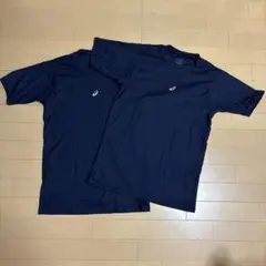 asics ネイビー 野球アンダーシャツ M半袖　2枚組
