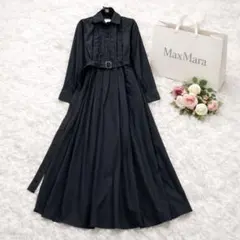美品 ✨️マックスマーラ 近年モデル シャツワンピース ブラック マキシ丈 40