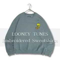 LOONEY TUNES トゥイーティー 刺繍 スウェット 古着 袖ロゴのサムネイル