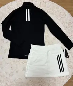 即日発送　アディダス M 上下set スリーストライプ　保温長袖　裏起毛スカート