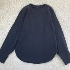 UNIQLO ユニクロ ワッフルT（長袖） ブラック 黒 XSサイズ