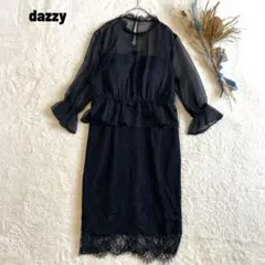 新品未使用 dazzy レース切り替えチュールペプラムワンピース ドレス キャバ