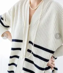 IENA イエナ ニュアンスリブカーディガン ボーダー ニット