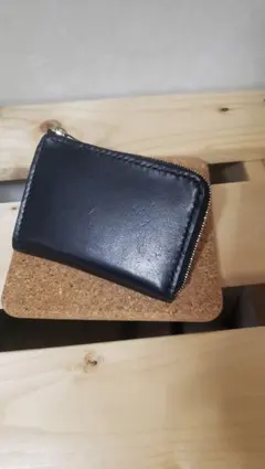 【ハンドメイド】コンパクトL字ファスナー本革財布　ブラック