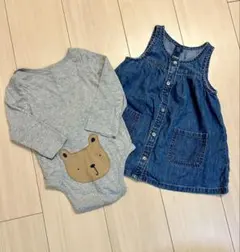 デニムワンピース&クマロンパースセット 80 GAP
