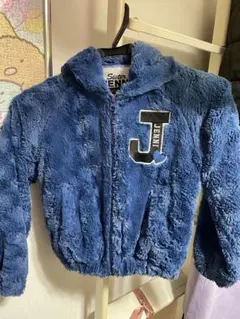 フリース フード付きジャケット 青