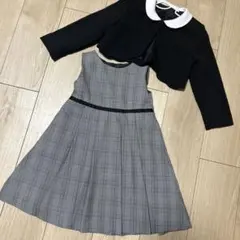 チェック柄ドレスとジャケットセット　110cm