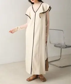 Bab 配色パイピングジャンパースカート アイボリー M