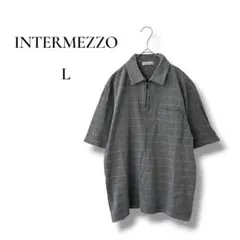 INTERMEZZO ポロシャツ L グレー ハーフジップ 半袖 メンズ 綿のサムネイル