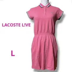 LACOSTE L!VE ラコステライブ　ポロワンピース　膝丈　ピンク　Lのサムネイル