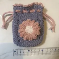 ラメ入り花モチーフ巾着袋 手作り ハンドメイド プリンセスモール