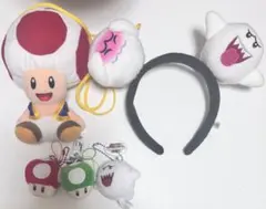 【限定品】USJ マリオ キノコ　ストラップ テレサ　カチューシャ　キノピオ