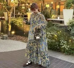 CIAOPANIC 【前後2WAY】ベロアフラワーティアードワンピース