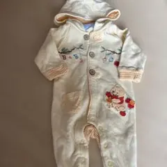 フード付きロンパース 60cm クリーム色