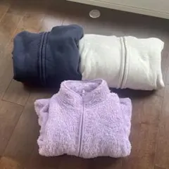 【ユニクロ】フリースジャケット ラベンダー ネイビー グレー秋冬もこもこ