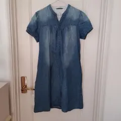 デニム 半袖シャツワンピース M