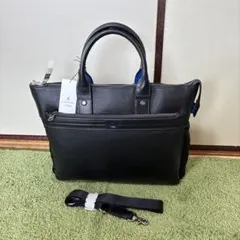 ランバンオンブルー 定価4万2900円 2WAY ビジネス トートバッグ 黒牛革