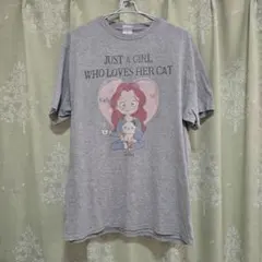古着 片面プリント Tシャツ 猫好き 女の子 三毛猫